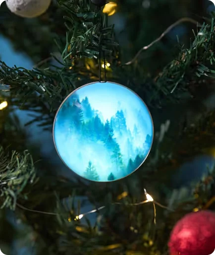 Memory Pearl hanging on a Christmas tree